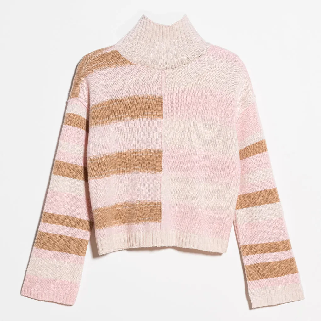Marlow Mock Neck Retro Stripe ~ Blush
