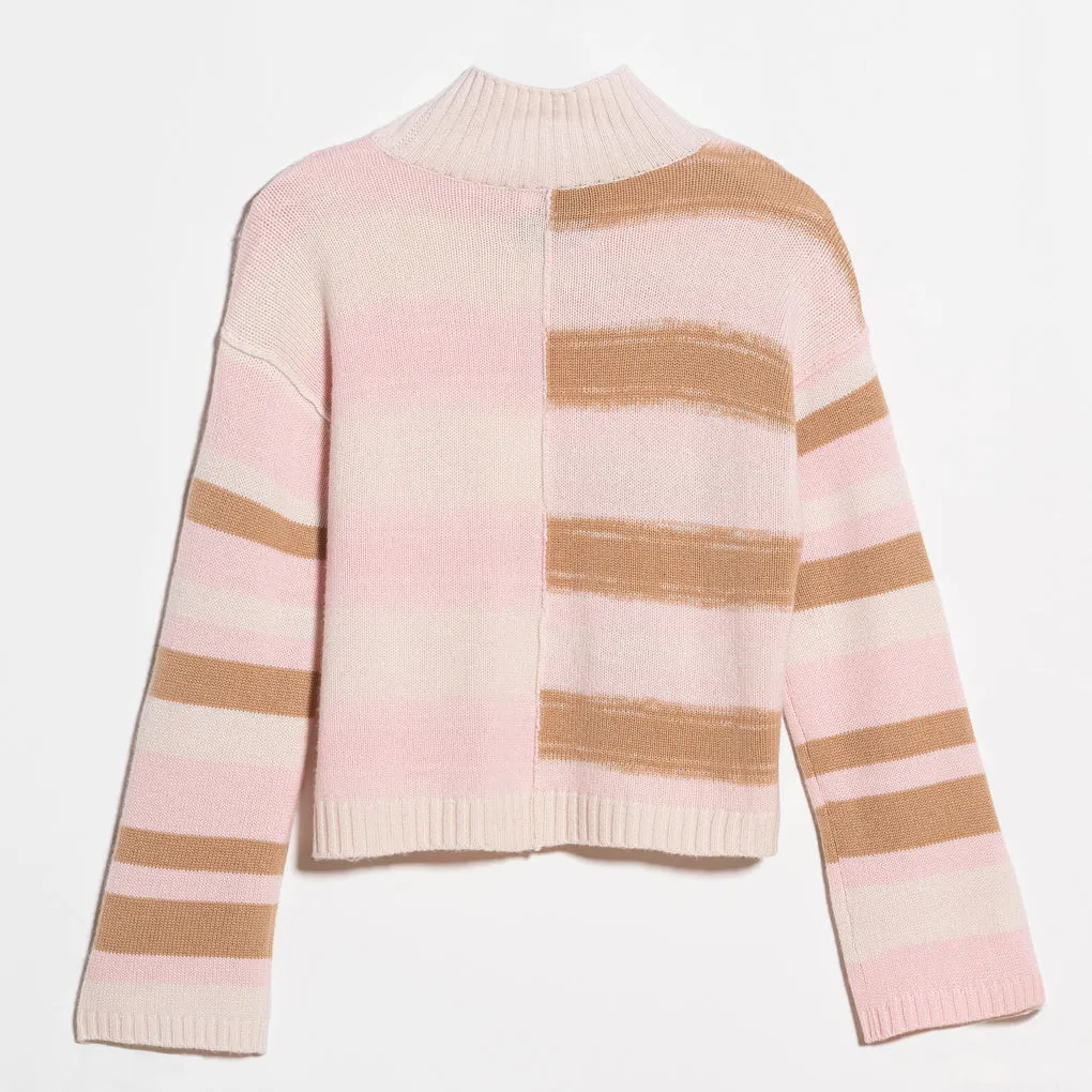 Marlow Mock Neck Retro Stripe ~ Blush