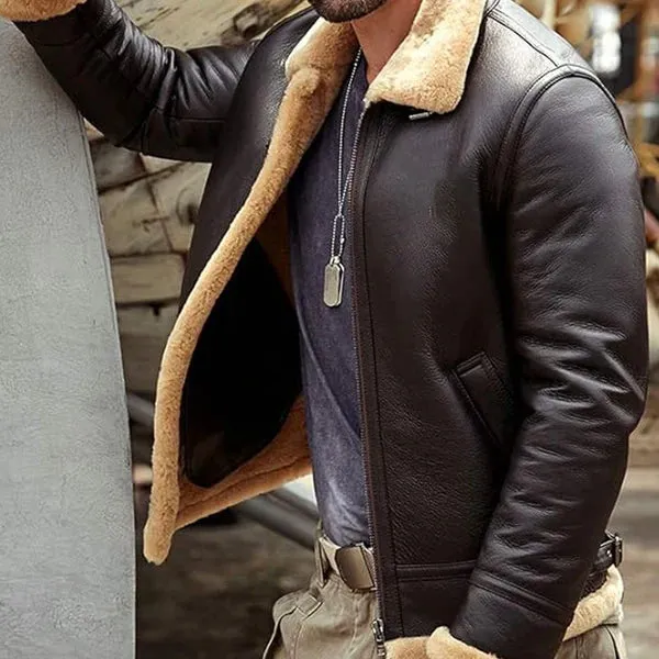 Men's B-3 Faux Shearling Thermal Leather Jacket