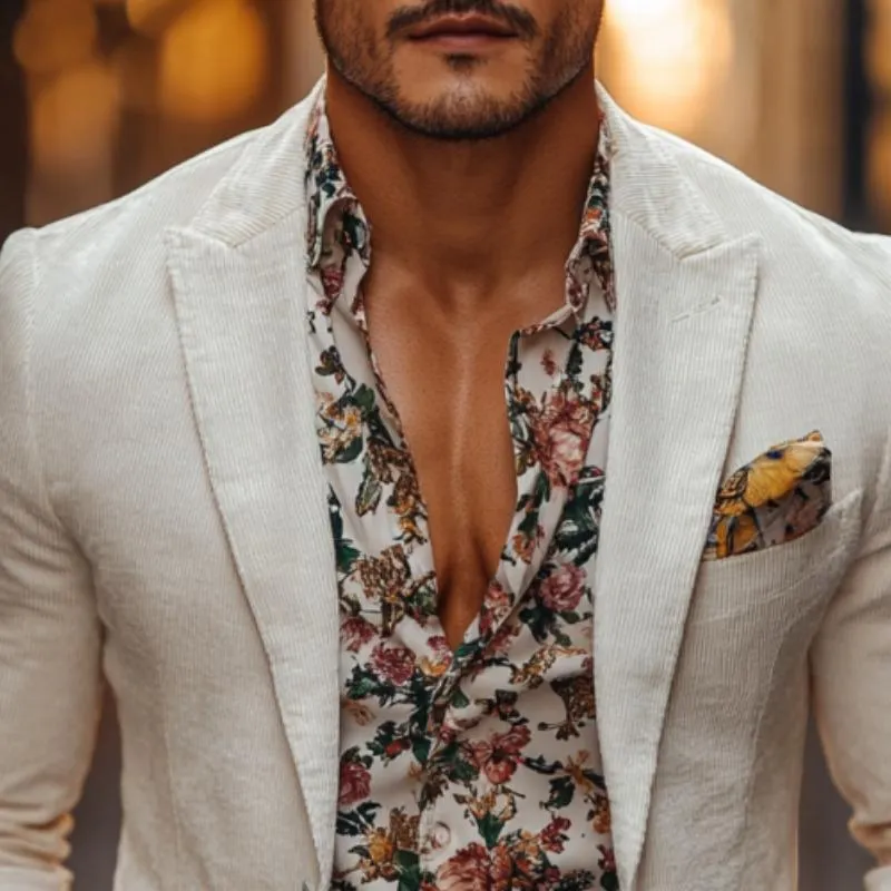 Men's Classic Casual Single-Breasted Slim Fit Corduroy Blazer 21138290K
