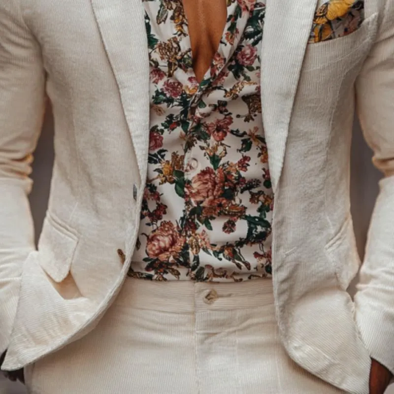 Men's Classic Casual Single-Breasted Slim Fit Corduroy Blazer 21138290K