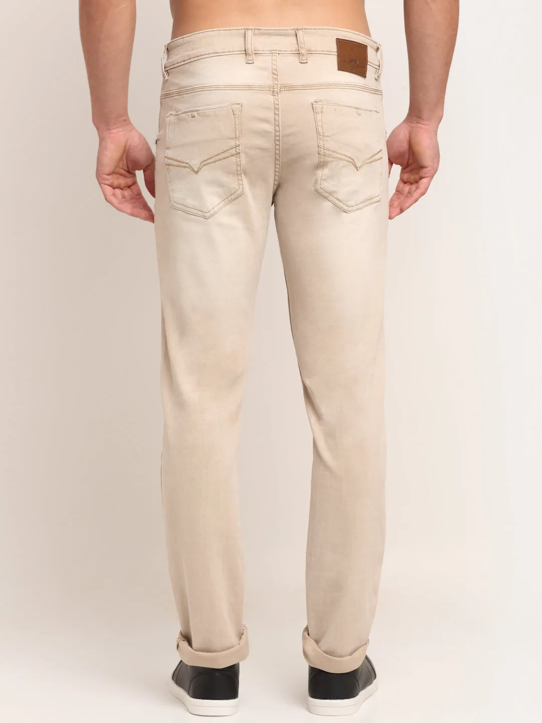 Men's Ultra Narrow fit Heavy Fade Beige  Jeans