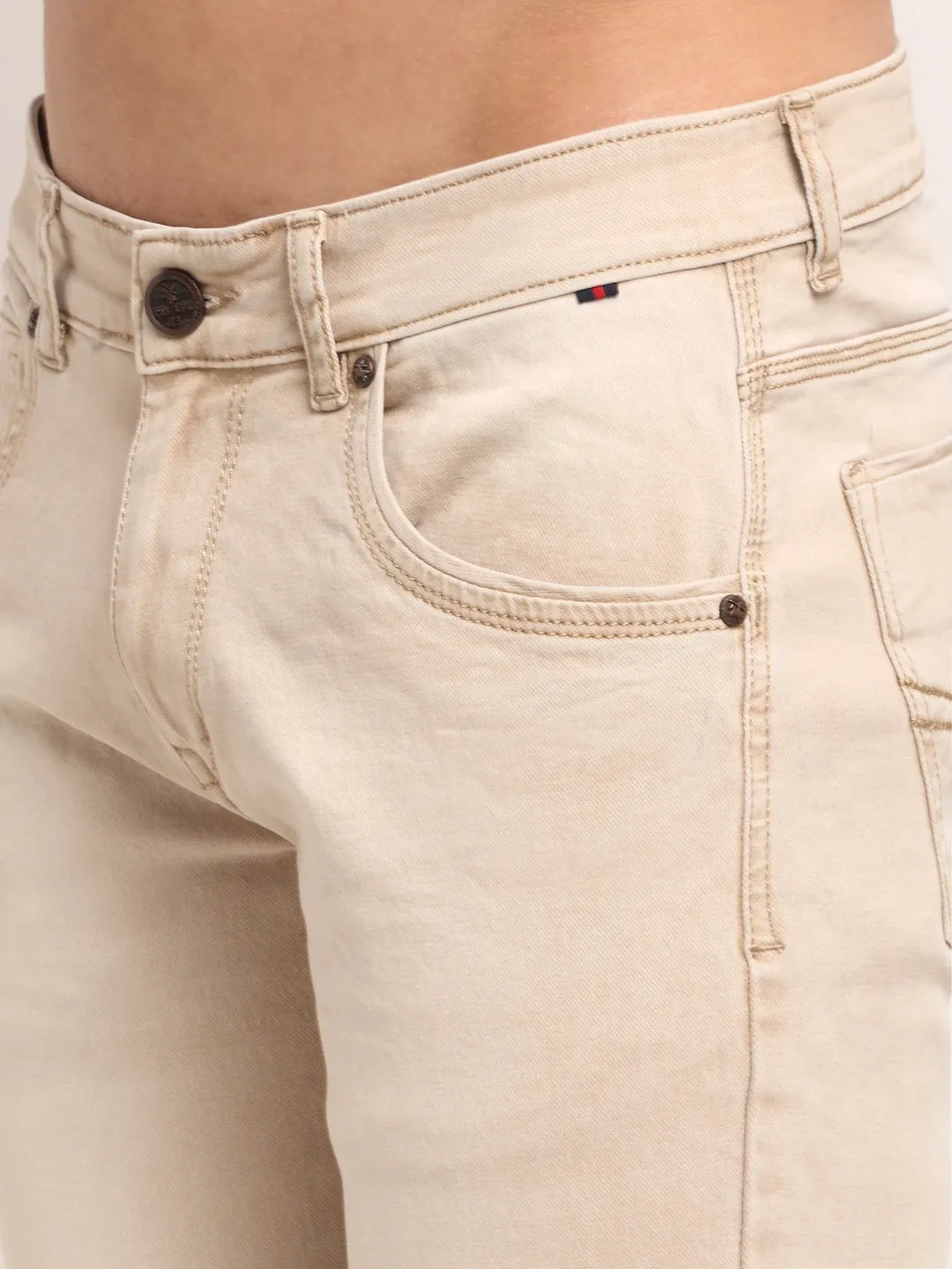 Men's Ultra Narrow fit Heavy Fade Beige  Jeans