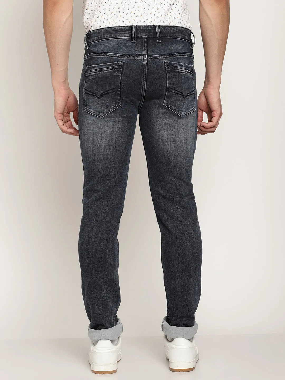 Men's Ultra Narrow fit Medium Fade Charcoal Black  Jeans