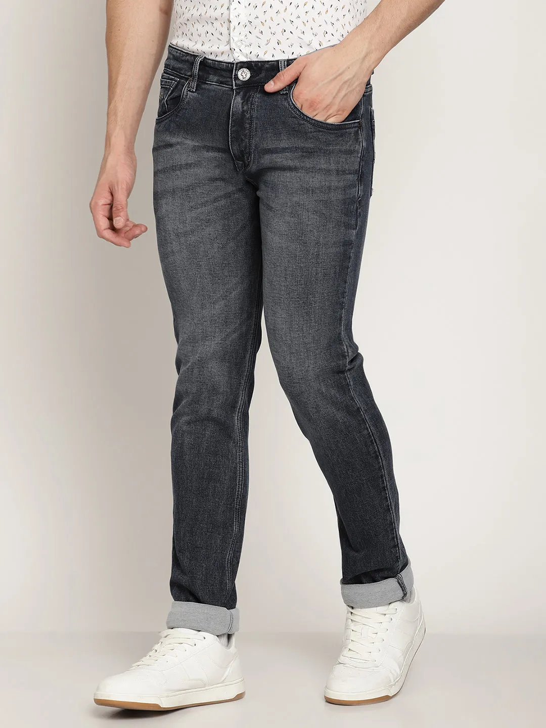 Men's Ultra Narrow fit Medium Fade Charcoal Black  Jeans