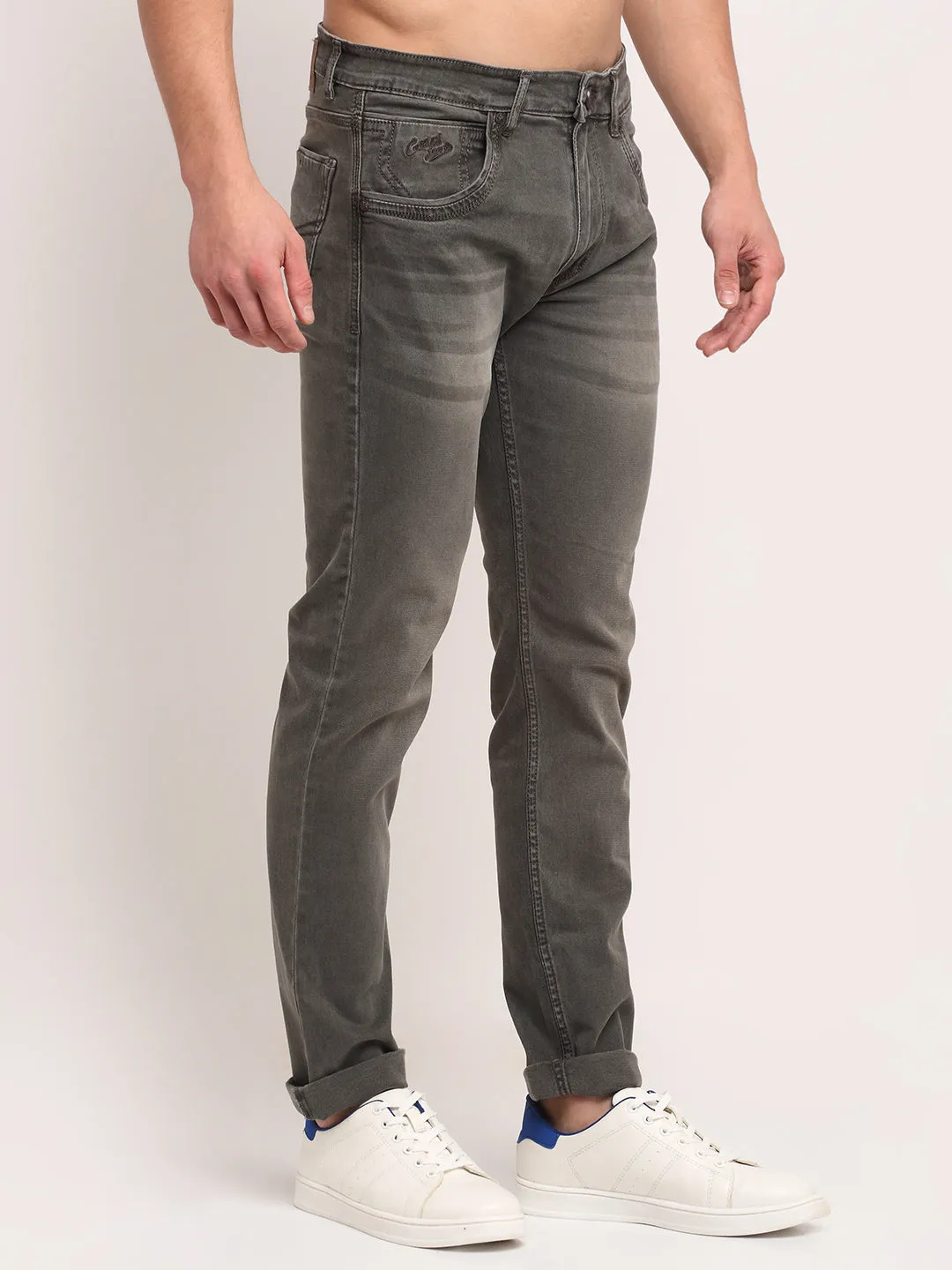 Men's Ultra Narrow fit Medium Fade Olive Green  Jeans