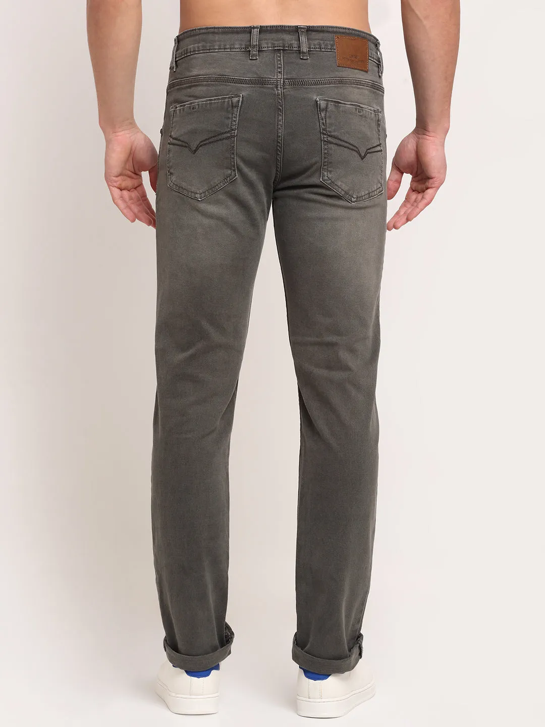 Men's Ultra Narrow fit Medium Fade Olive Green  Jeans