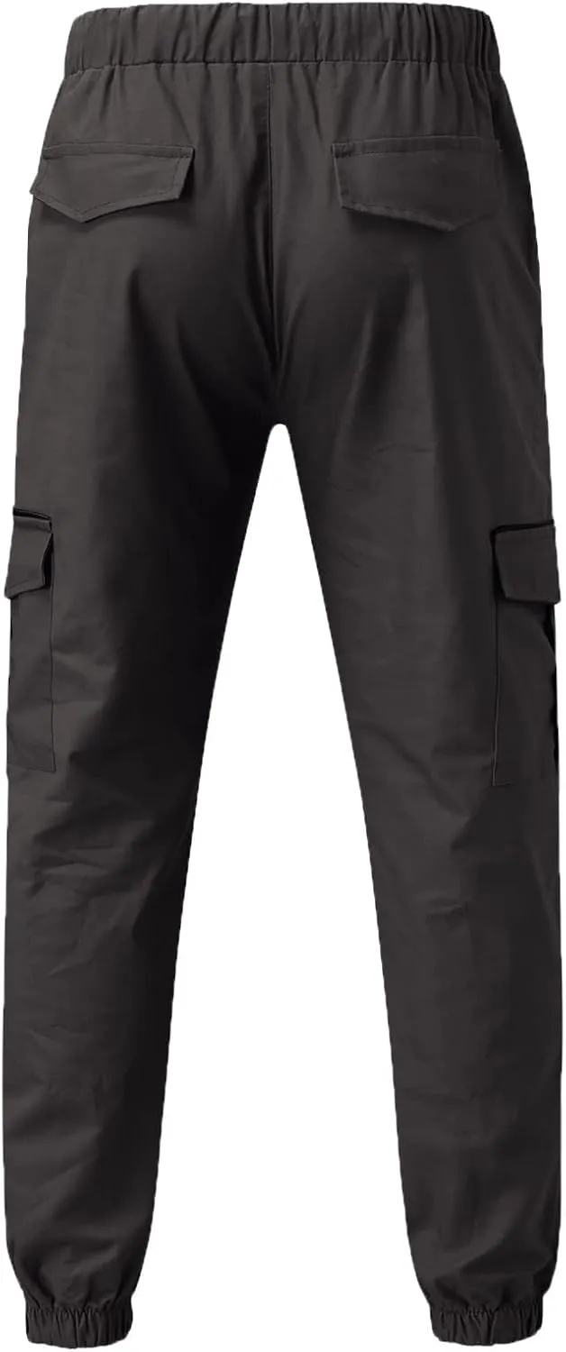 Mens Workout Cargo Sweatpants Warm Fleece Heavyweight Gym Athletic Running Track 5 Pocket Winter Sweat Pants Athletic