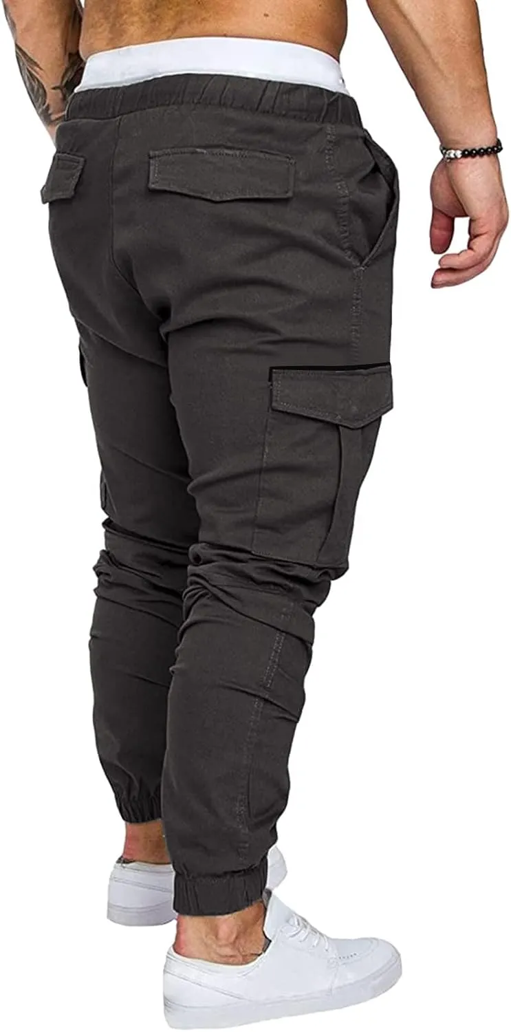 Mens Workout Cargo Sweatpants Warm Fleece Heavyweight Gym Athletic Running Track 5 Pocket Winter Sweat Pants Athletic