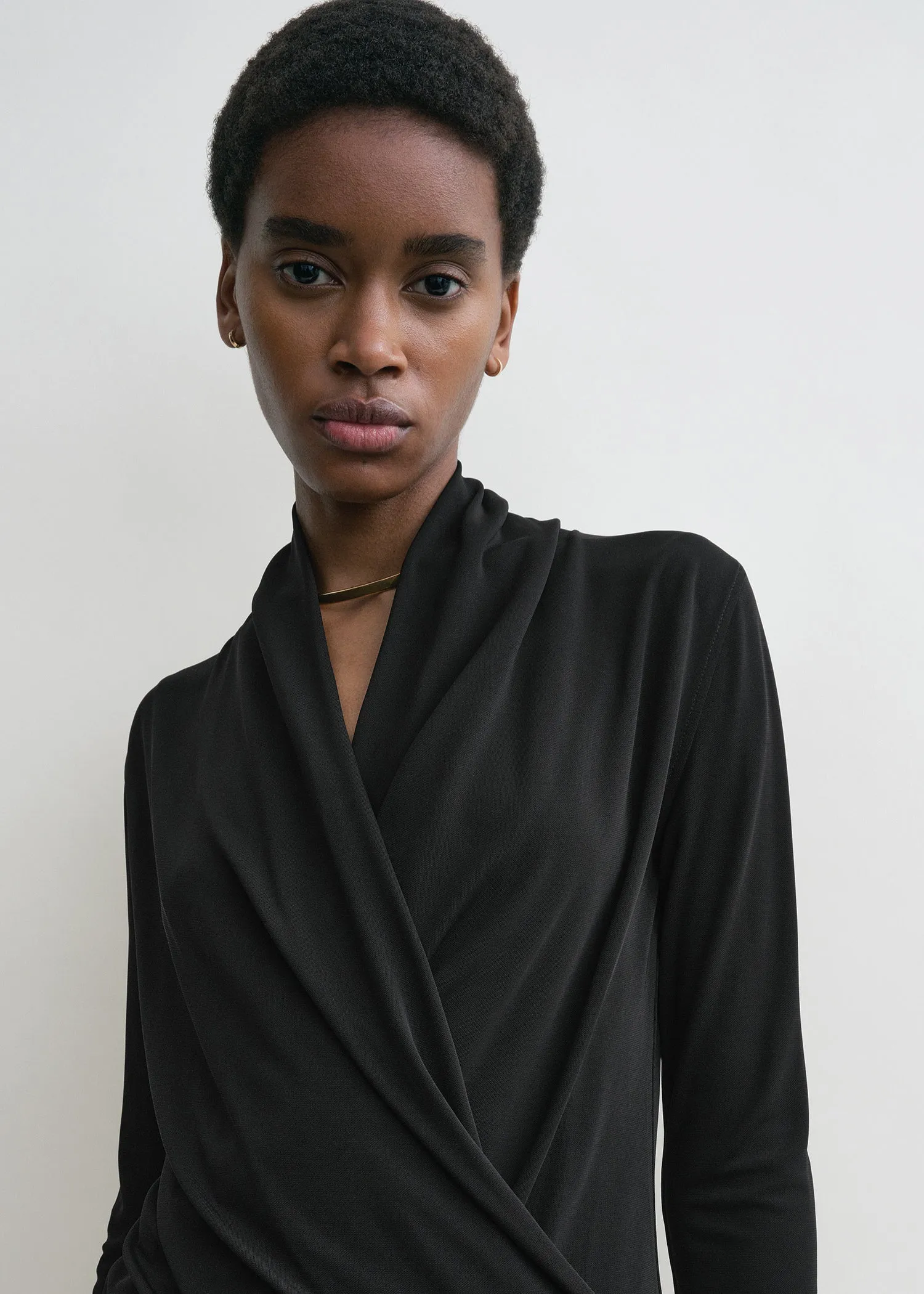 Overlapped jersey top black