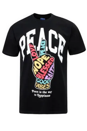 Peace Hand Sign T-Shirt in Black: Timeless Comfort, Bold Unity