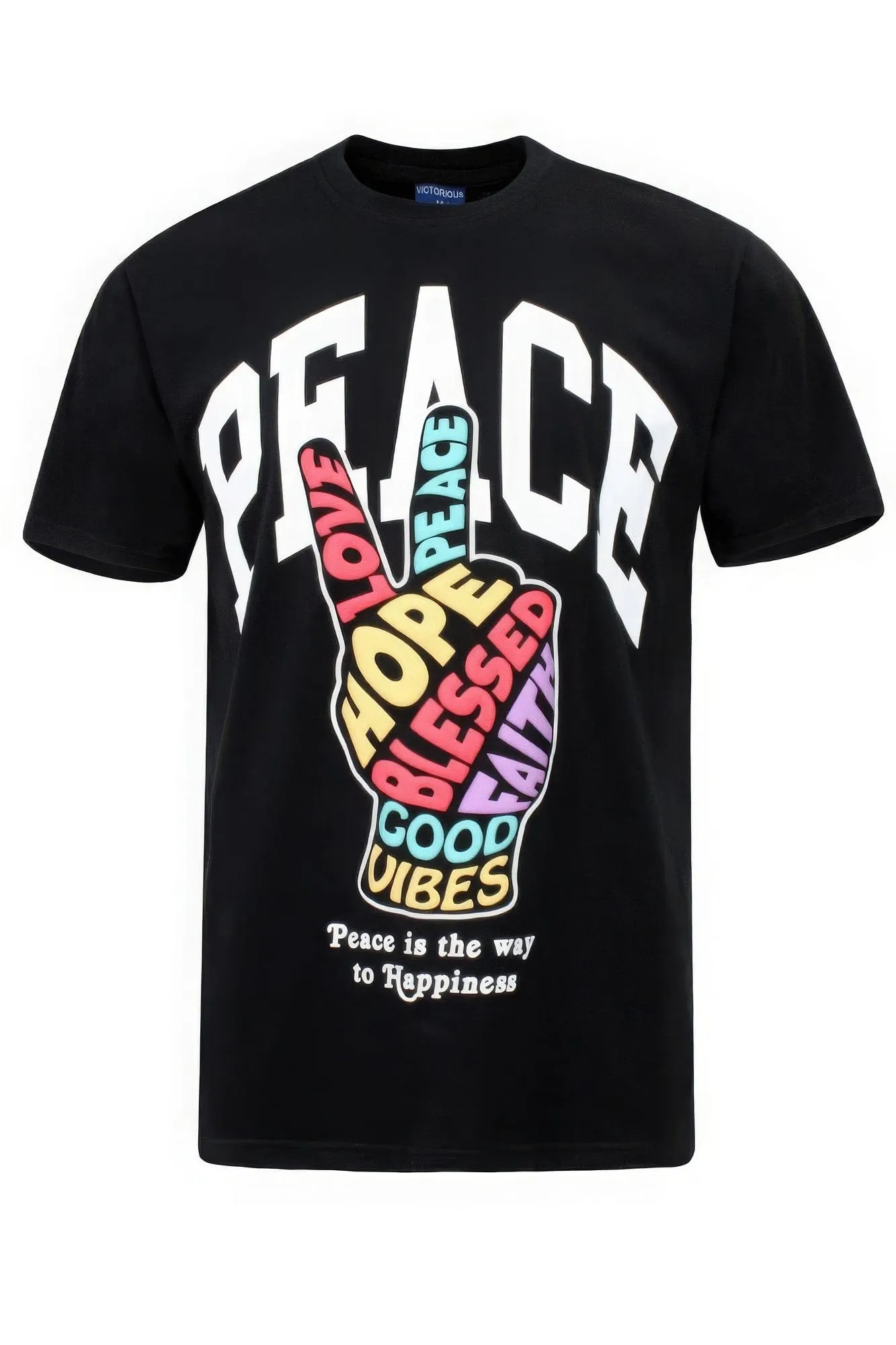 Peace Hand Sign T-Shirt in Black: Timeless Comfort, Bold Unity