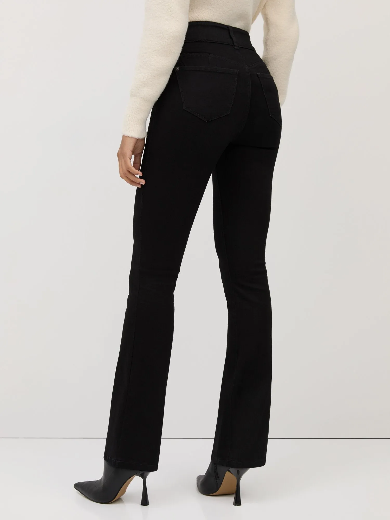 Petite Curvy High-Waisted Barely Bootcut Jeans - Black