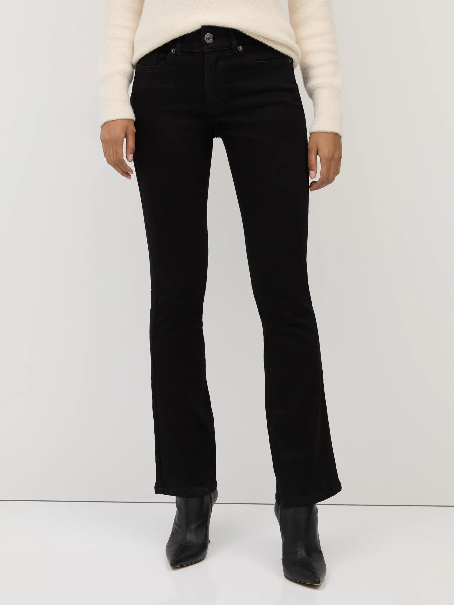Petite Curvy High-Waisted Barely Bootcut Jeans - Black