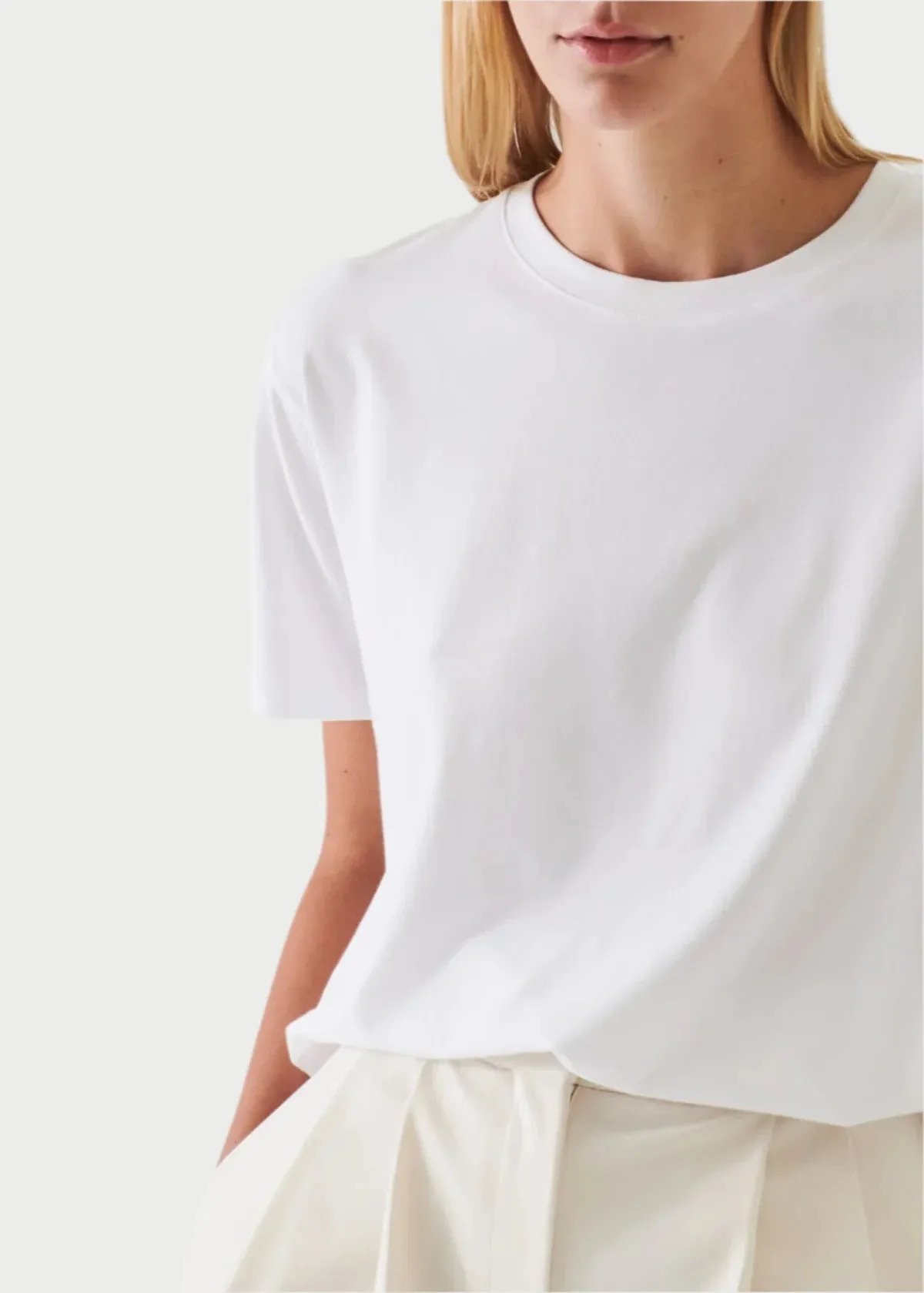 Pima Boyfriend Crew T-Shirt in White