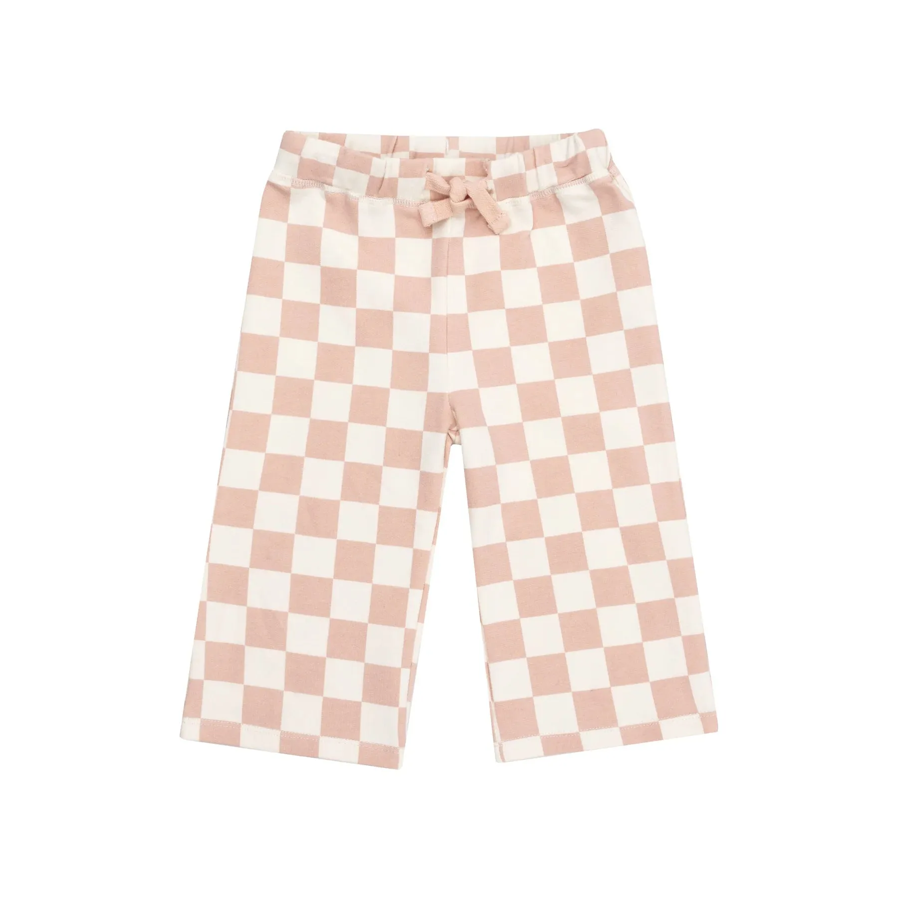 Pink Checkerboard Hoodie & Wide-Leg Pant Set