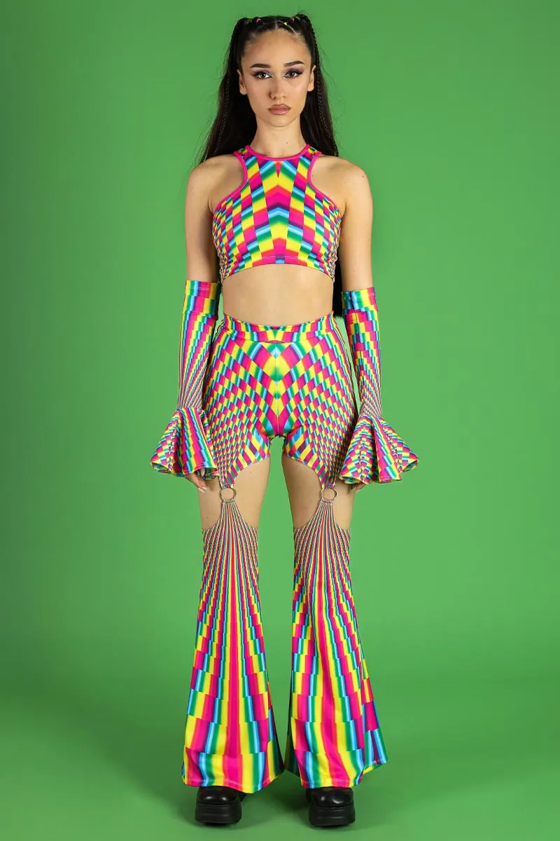Rainbow Prism O-RIng Flare Pants