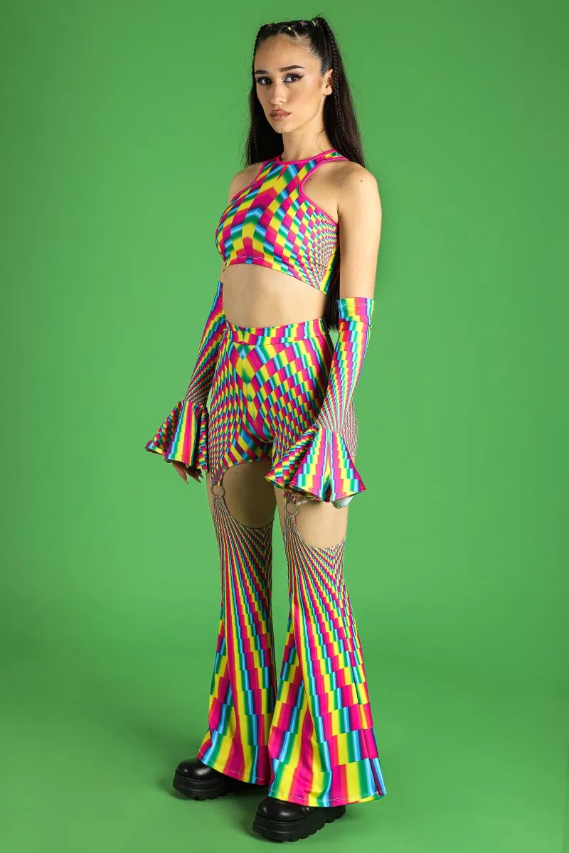 Rainbow Prism O-RIng Flare Pants