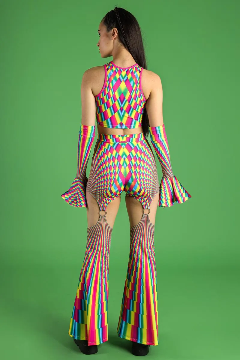 Rainbow Prism O-RIng Flare Pants