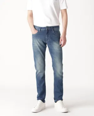 Rare Rabbit Men's Cyr Light Blue Mid Wash Mid-Rise Slim Fit Jeans