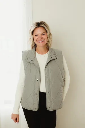 Snap Button Quilted Puffer Vest