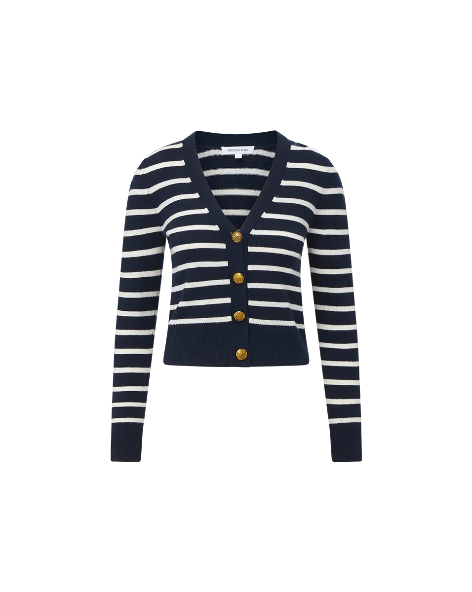 Solene Striped Cashmere Cardigan