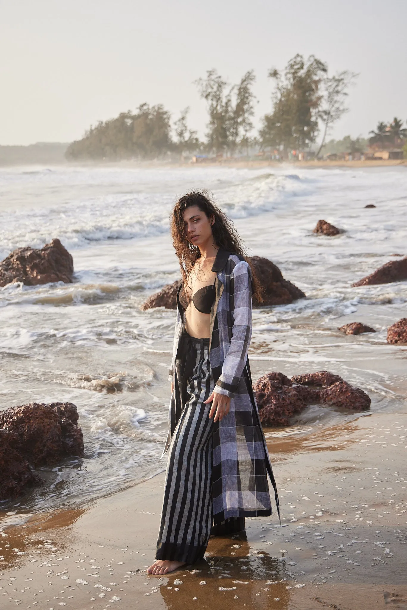 Stripe Ankle Length Pants
