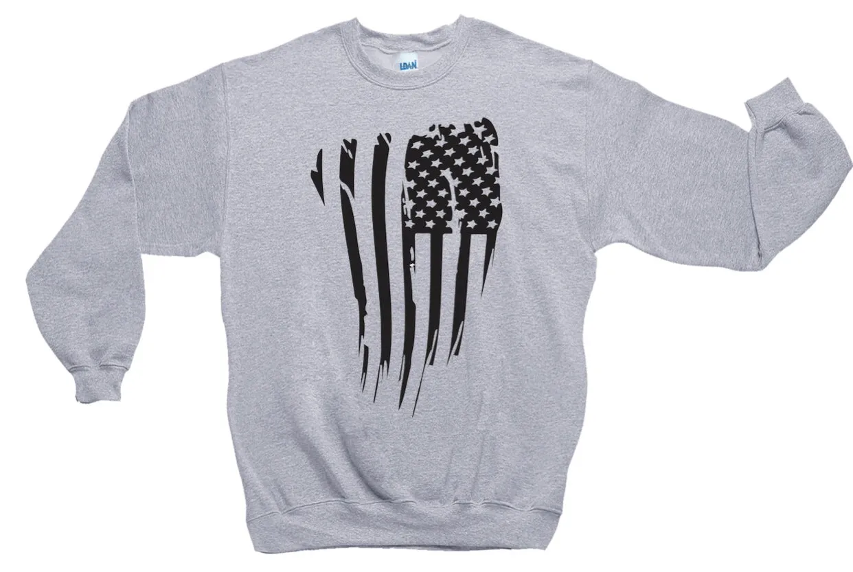 Tattered American Flag Patriotic Sweatshirt
