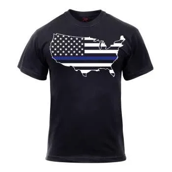 Thin Blue Line America Map T-Shirt