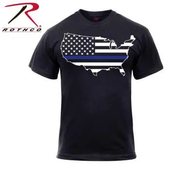 Thin Blue Line America Map T-Shirt
