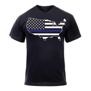 Thin Blue Line America Map T-Shirt