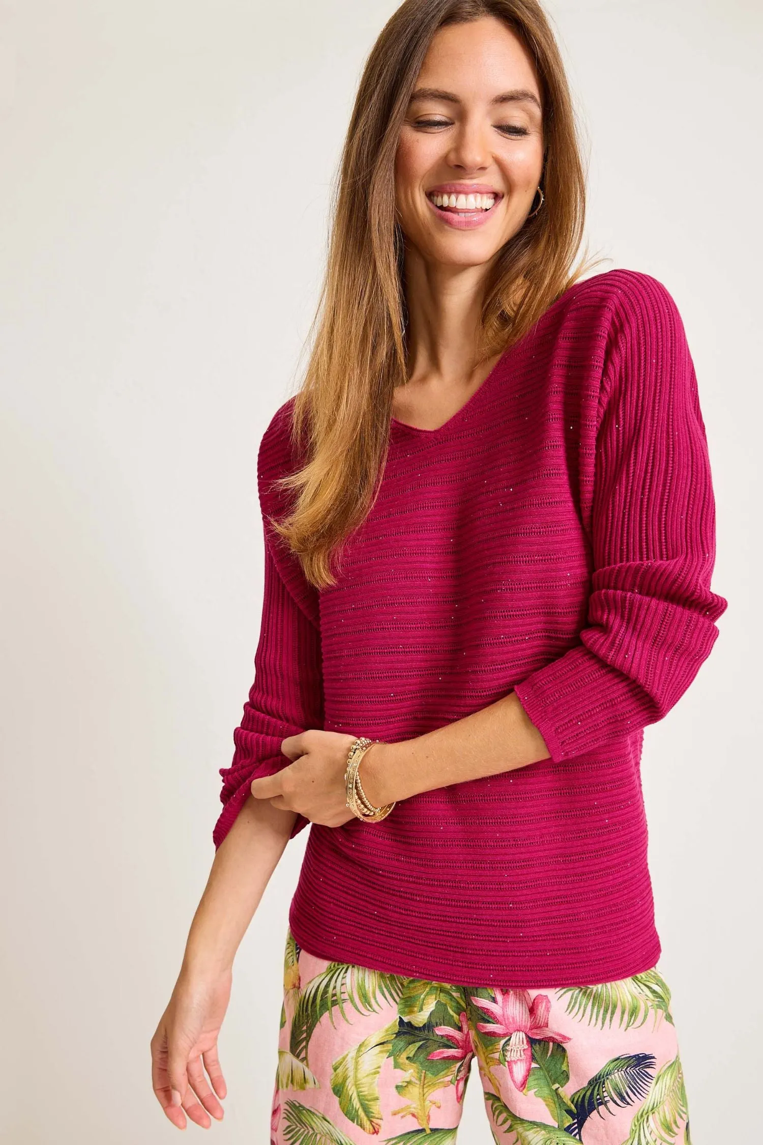 Tommy Bahama Jewel Bay Sequin V-Neck Sweater - Style SW421032