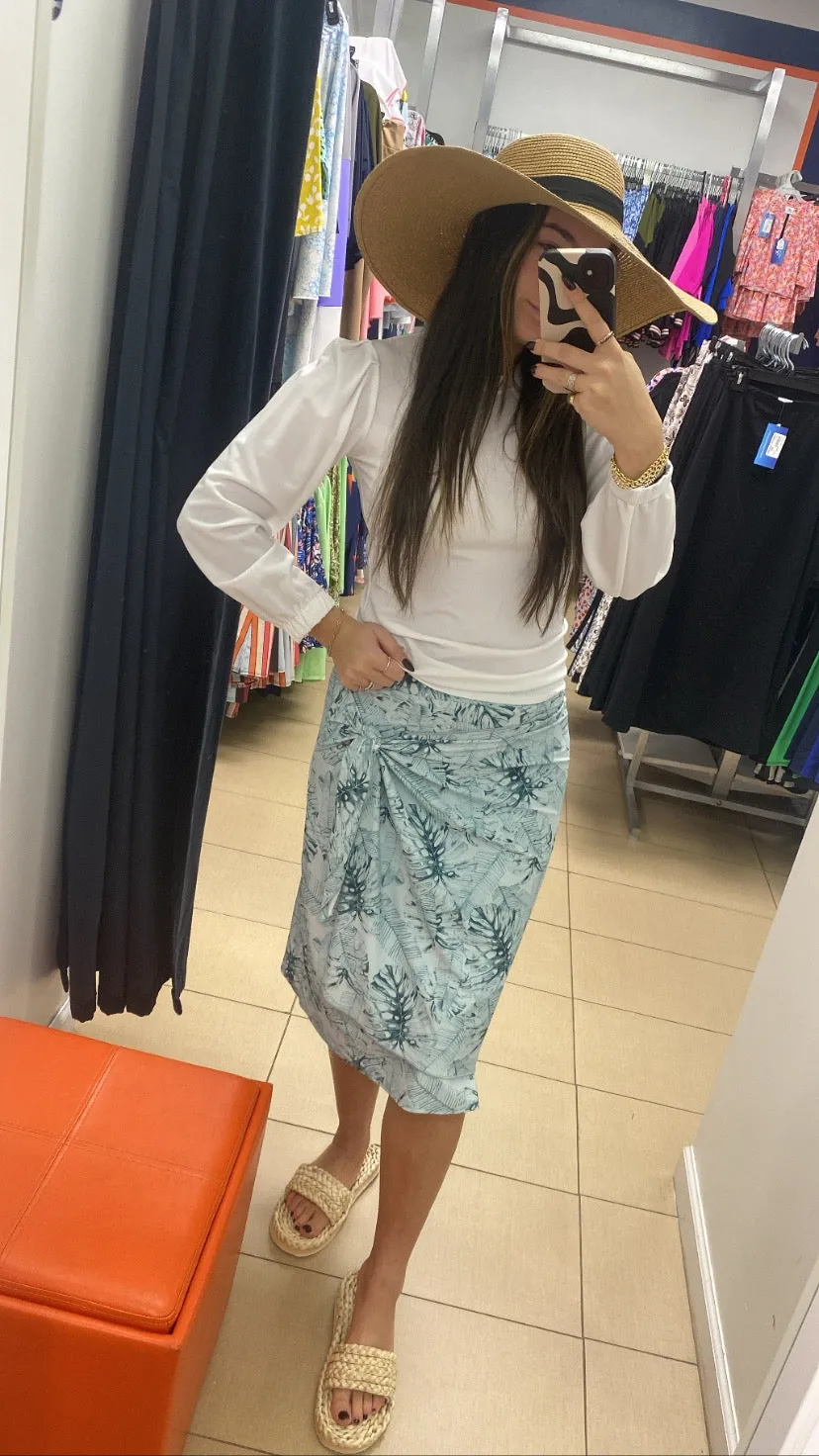 Tropical Leaves Sarong Swim Skirt