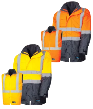 Tru Workwear Hi Vis 2 Tone 4 in 1 Jacket c/w Reflective Tape TJ2910T6