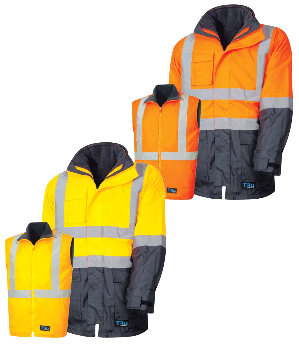 Tru Workwear Hi Vis 2 Tone 4 in 1 Jacket c/w Reflective Tape TJ2910T6