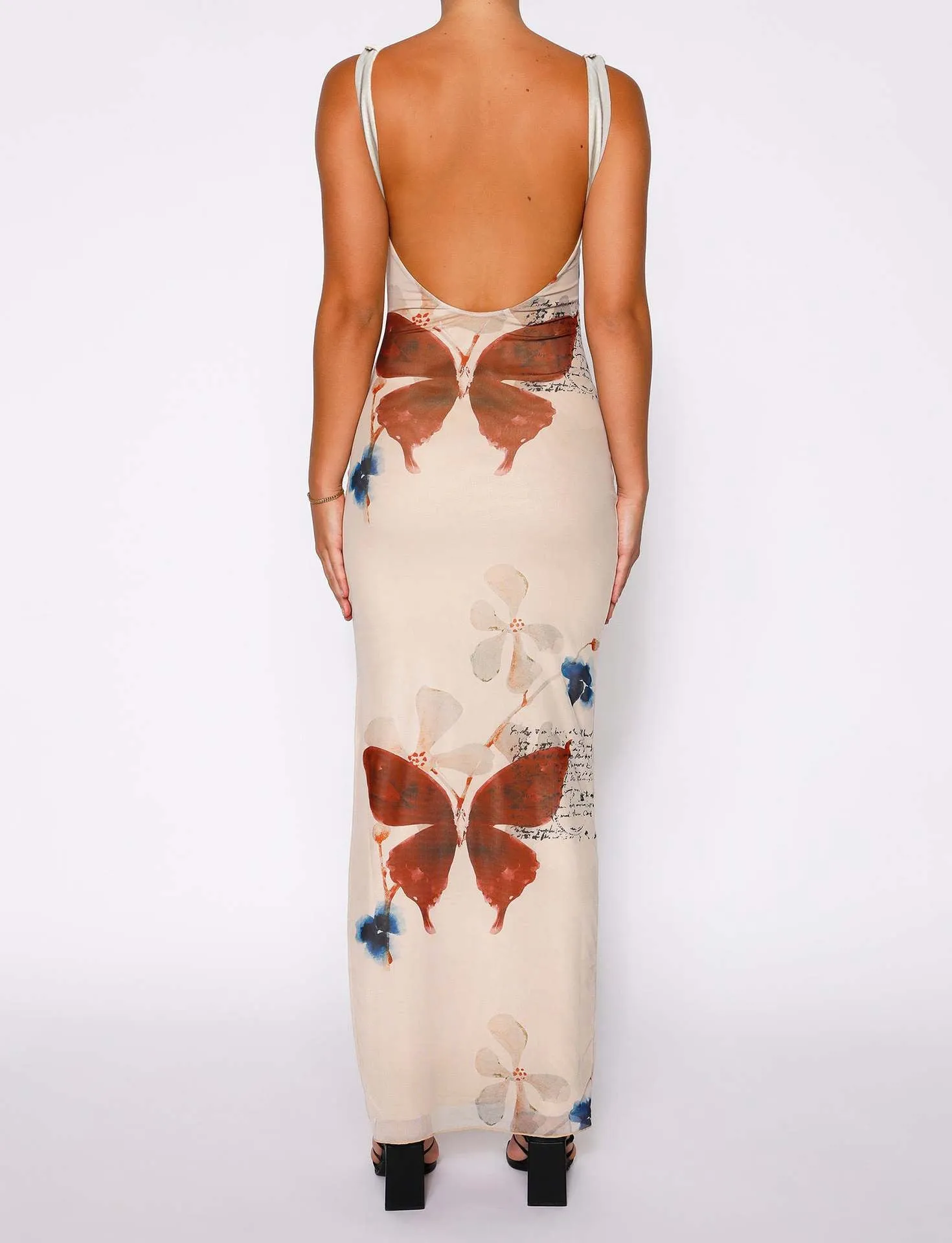 V-Neck Backless Butterfly Fit Long Dress