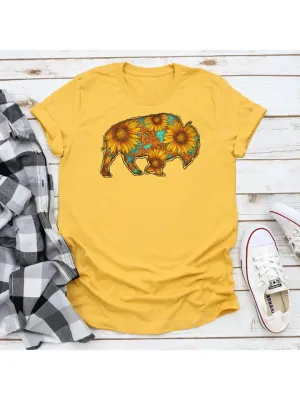 Western Sunflower Bison T-Shirt