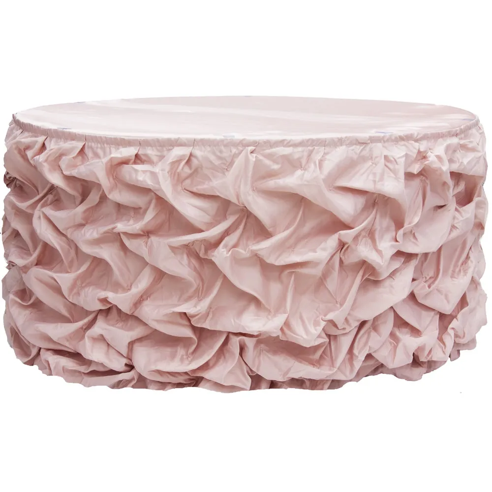 Wholesale 17ft Gathered Lamour 100% Polyester Satin Table Skirt