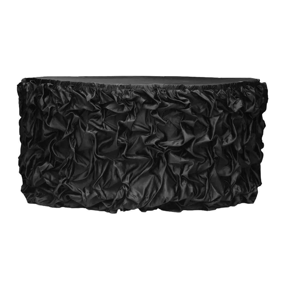 Wholesale 17ft Gathered Lamour 100% Polyester Satin Table Skirt