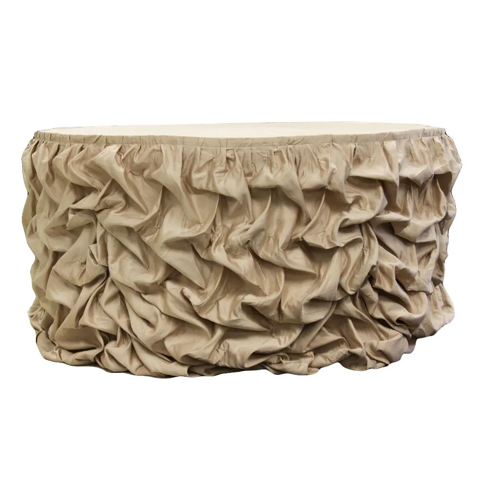 Wholesale 17ft Gathered Lamour 100% Polyester Satin Table Skirt