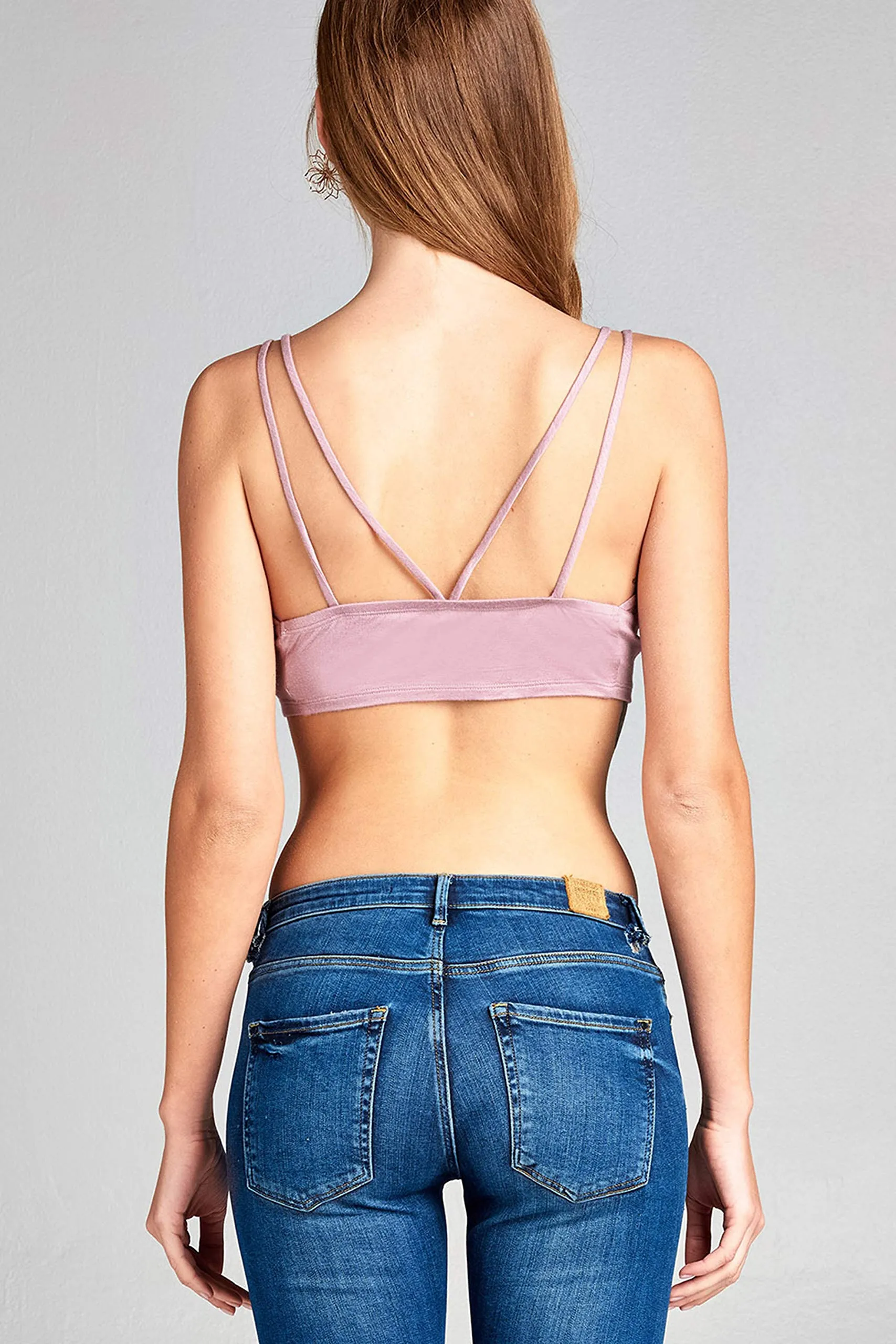 Women's Basic Casual Front Strap Bustier Detail Cami Crop Top