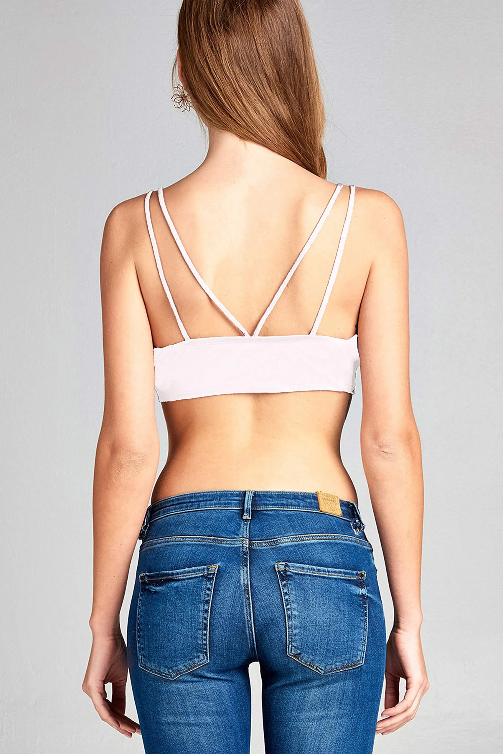 Women's Basic Casual Front Strap Bustier Detail Cami Crop Top