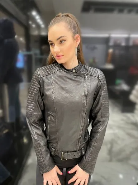 Women's Stylish Biker Leather Jacket By TJS