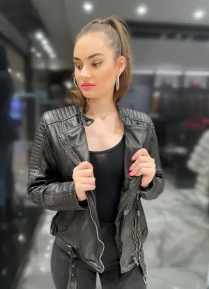 Women's Stylish Biker Leather Jacket By TJS