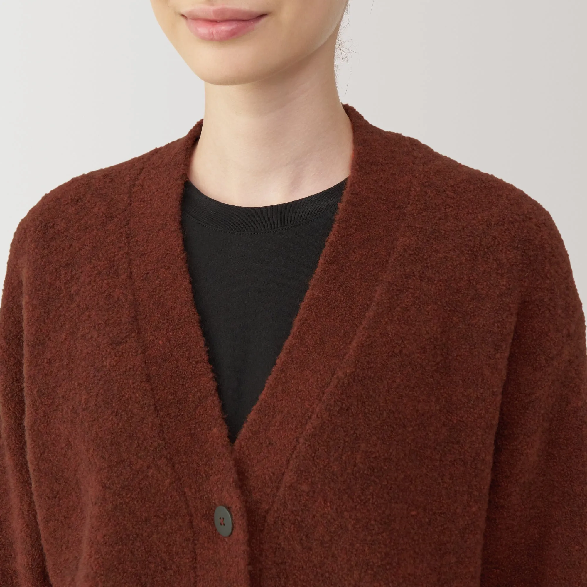 Women's Wool Blend Boucle V-Neck Cardigan