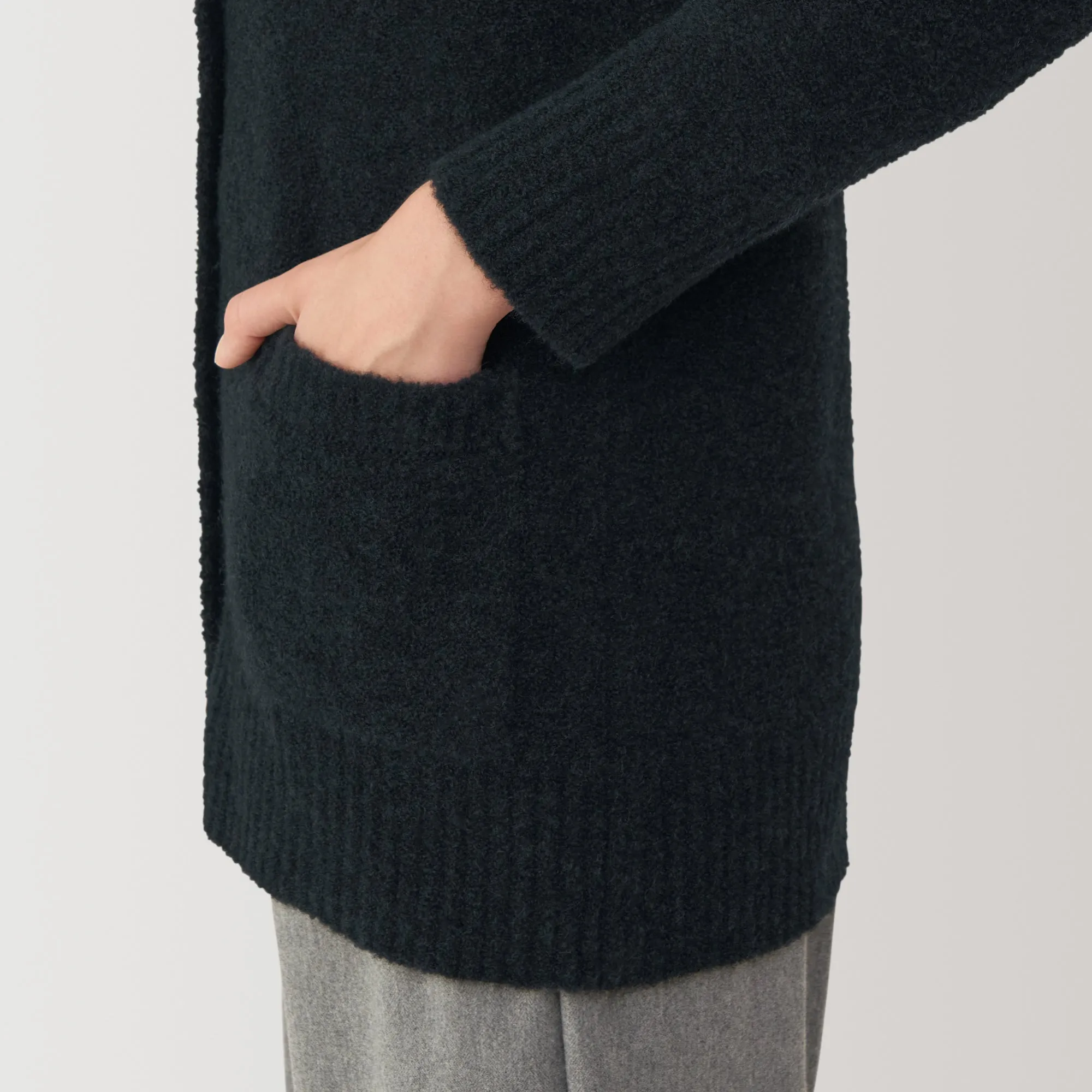 Women's Wool Blend Boucle V-Neck Cardigan