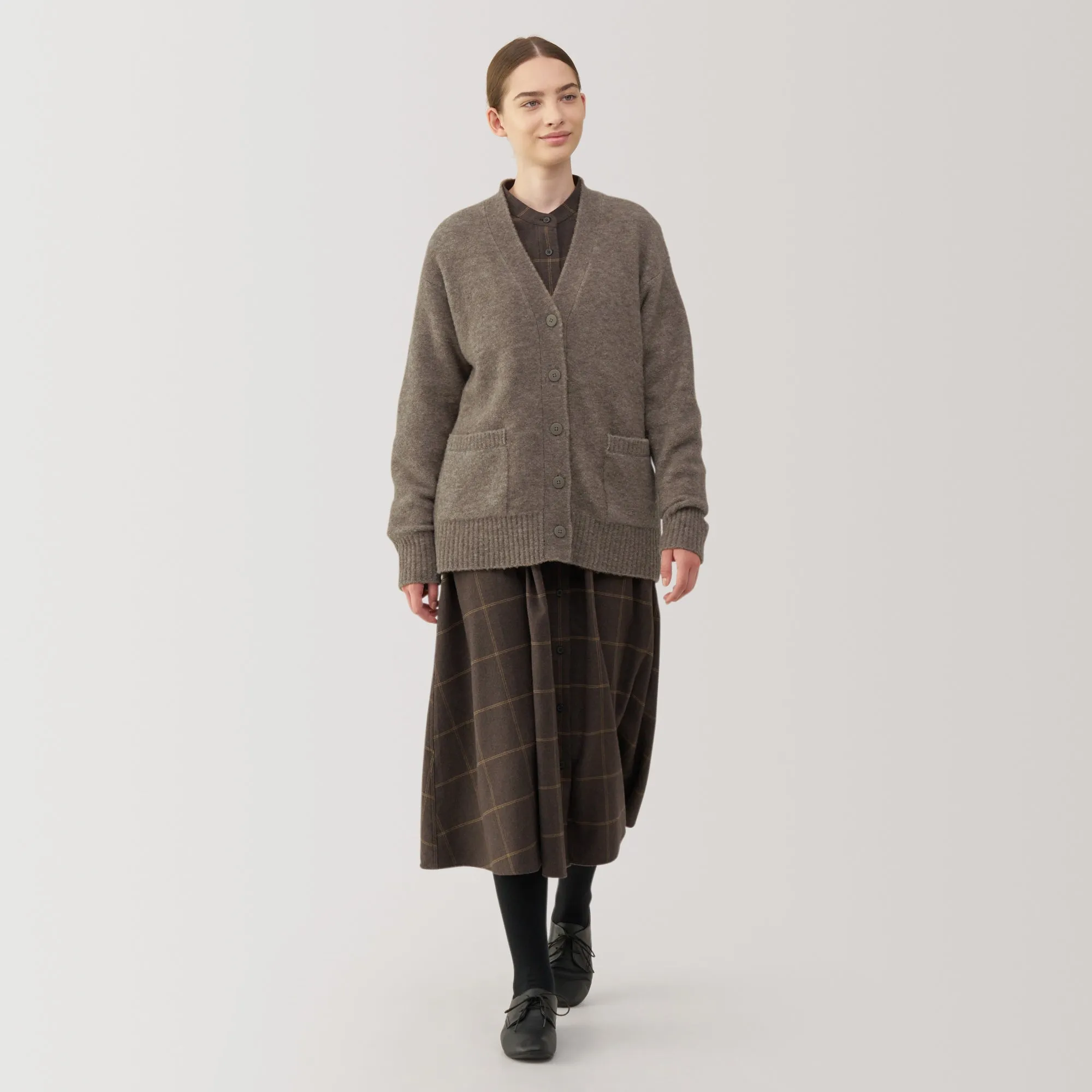 Women's Wool Blend Boucle V-Neck Cardigan