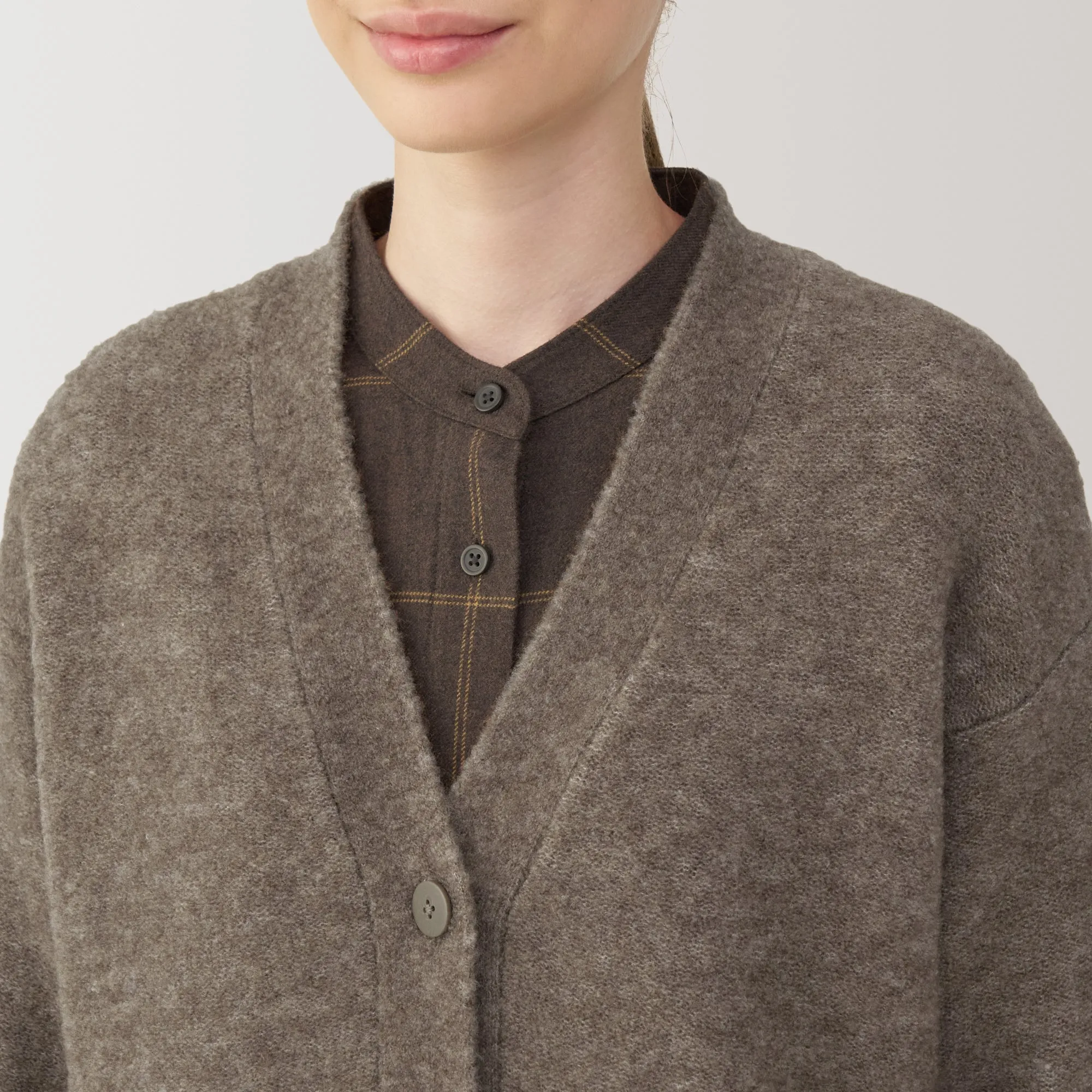 Women's Wool Blend Boucle V-Neck Cardigan