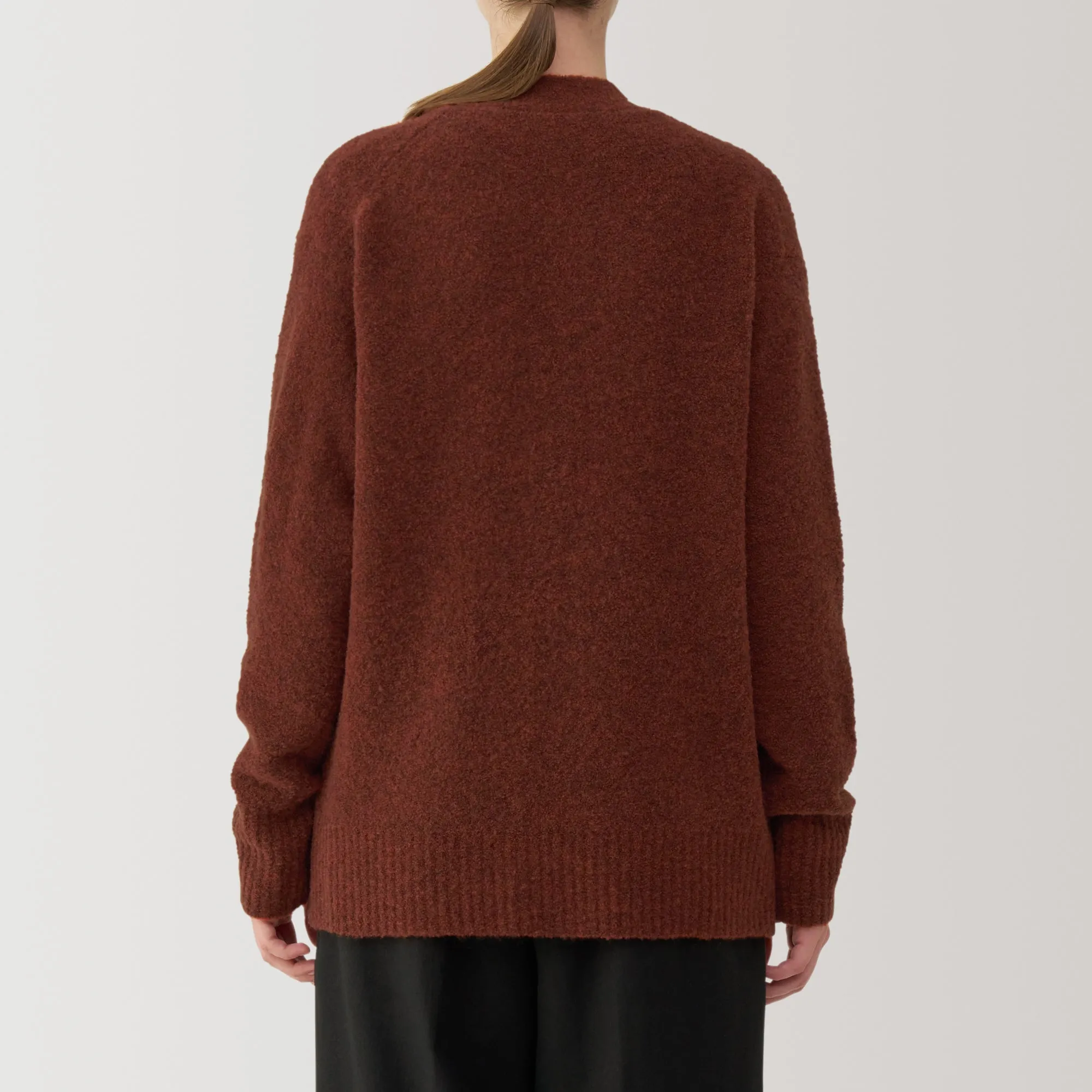 Women's Wool Blend Boucle V-Neck Cardigan