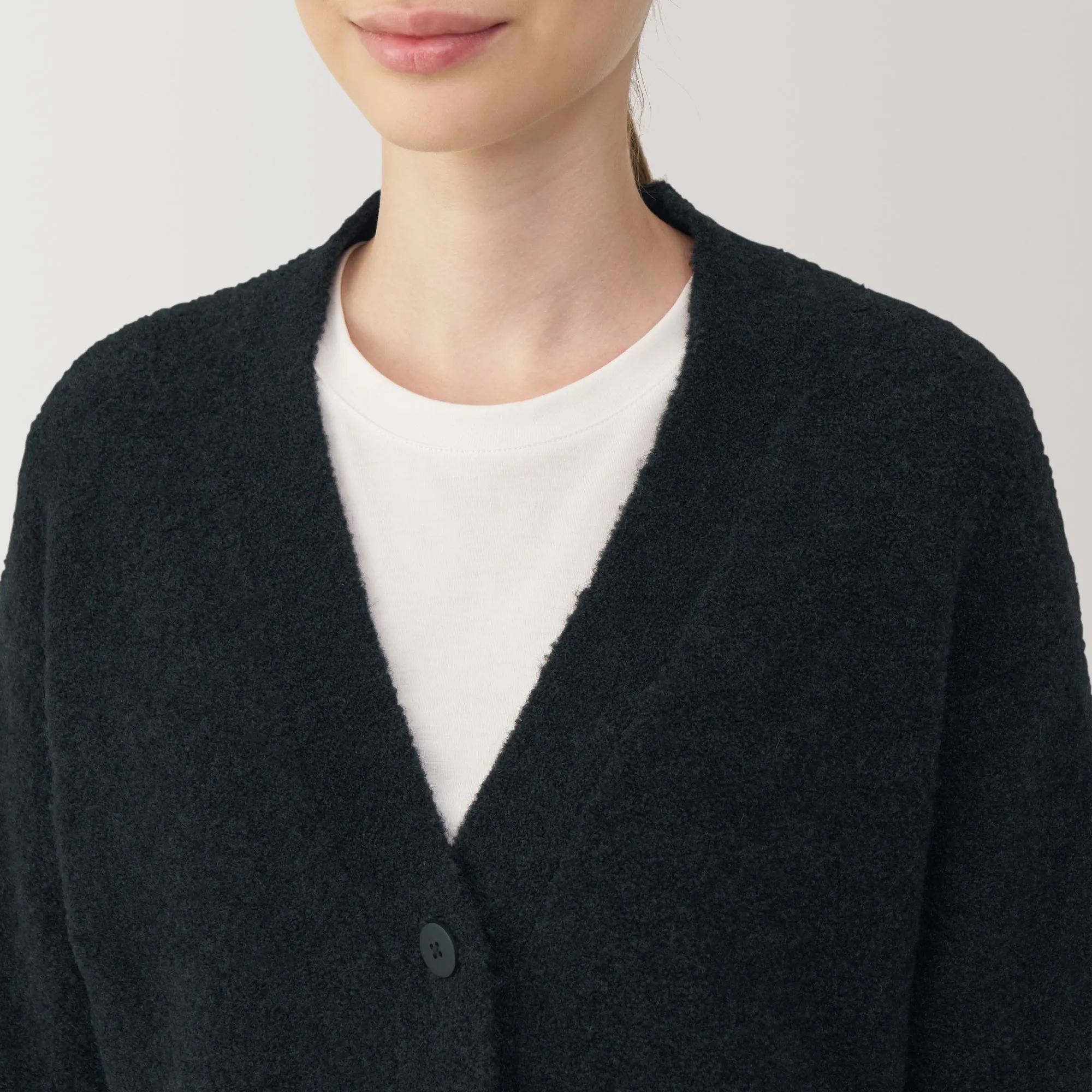 Women's Wool Blend Boucle V-Neck Cardigan